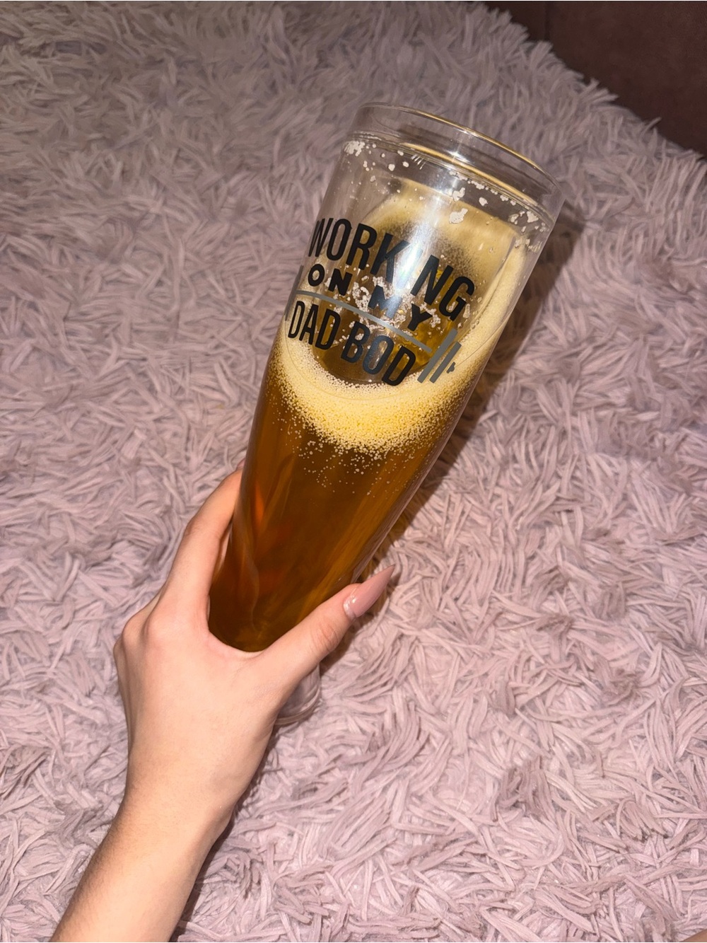 Working On My Dad Bod Tall Beer Cooler - Clear with Black Text